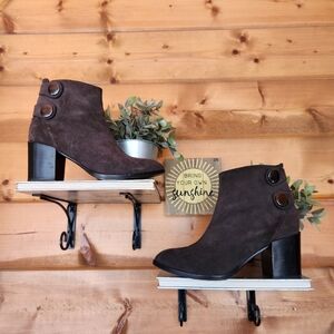 Alberto Fermani Tortora Suede Leather Ankle Booties Block Heels Italy Sz 40.5/10